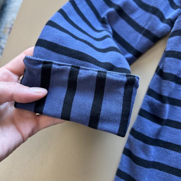 Boden Blue Striped Dress Midi Navy Warm Cotton 3/4 Sleeves Size 6 - Picture 2 of 4